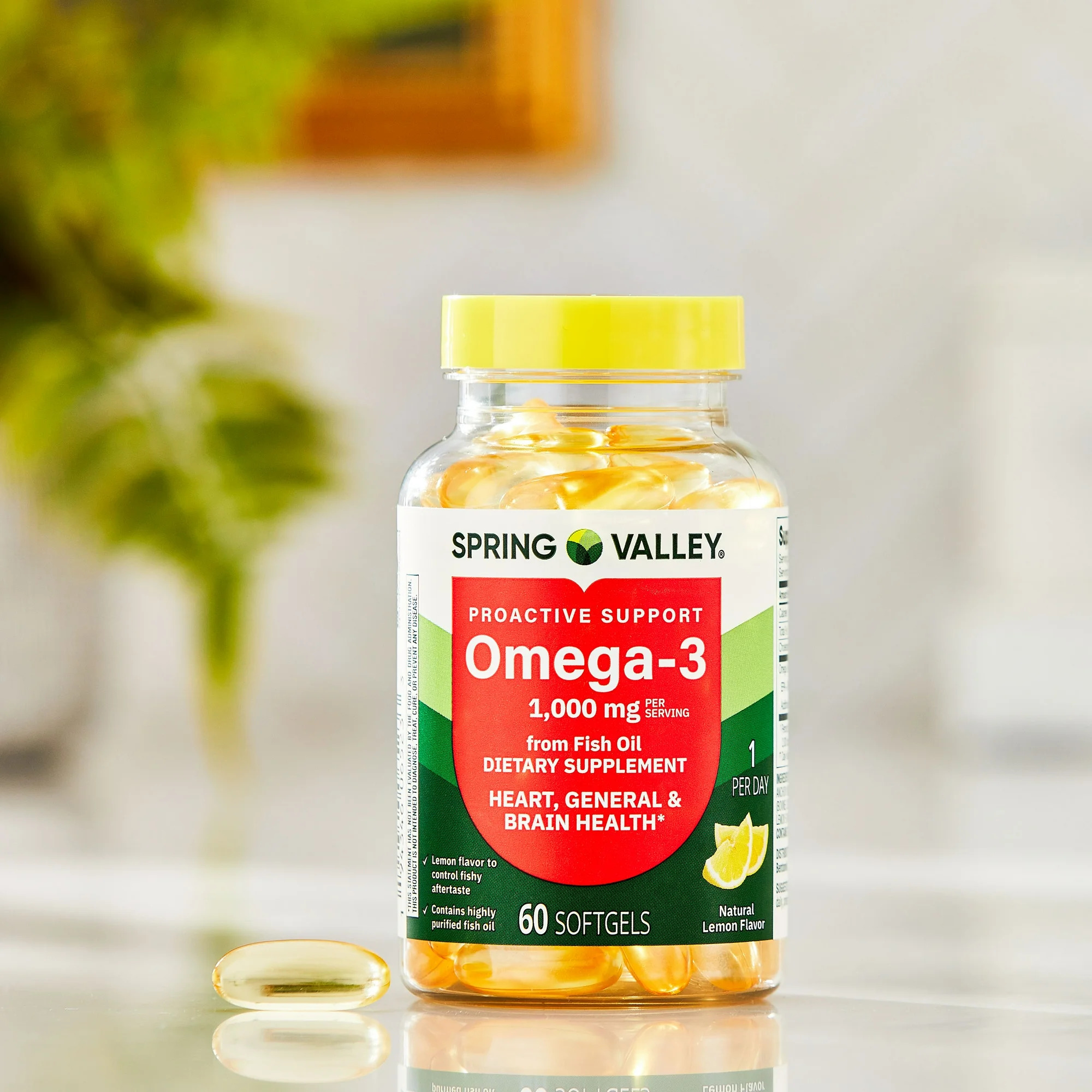 Spring Valley Apoyo Proactivo Omega-3 Suplemento Dietético de Aceite de Pescado Cápsulas Blandas para la Salud Del Corazón/general/cerebro, 1000 mg, 60 Unidades - Imagen 6