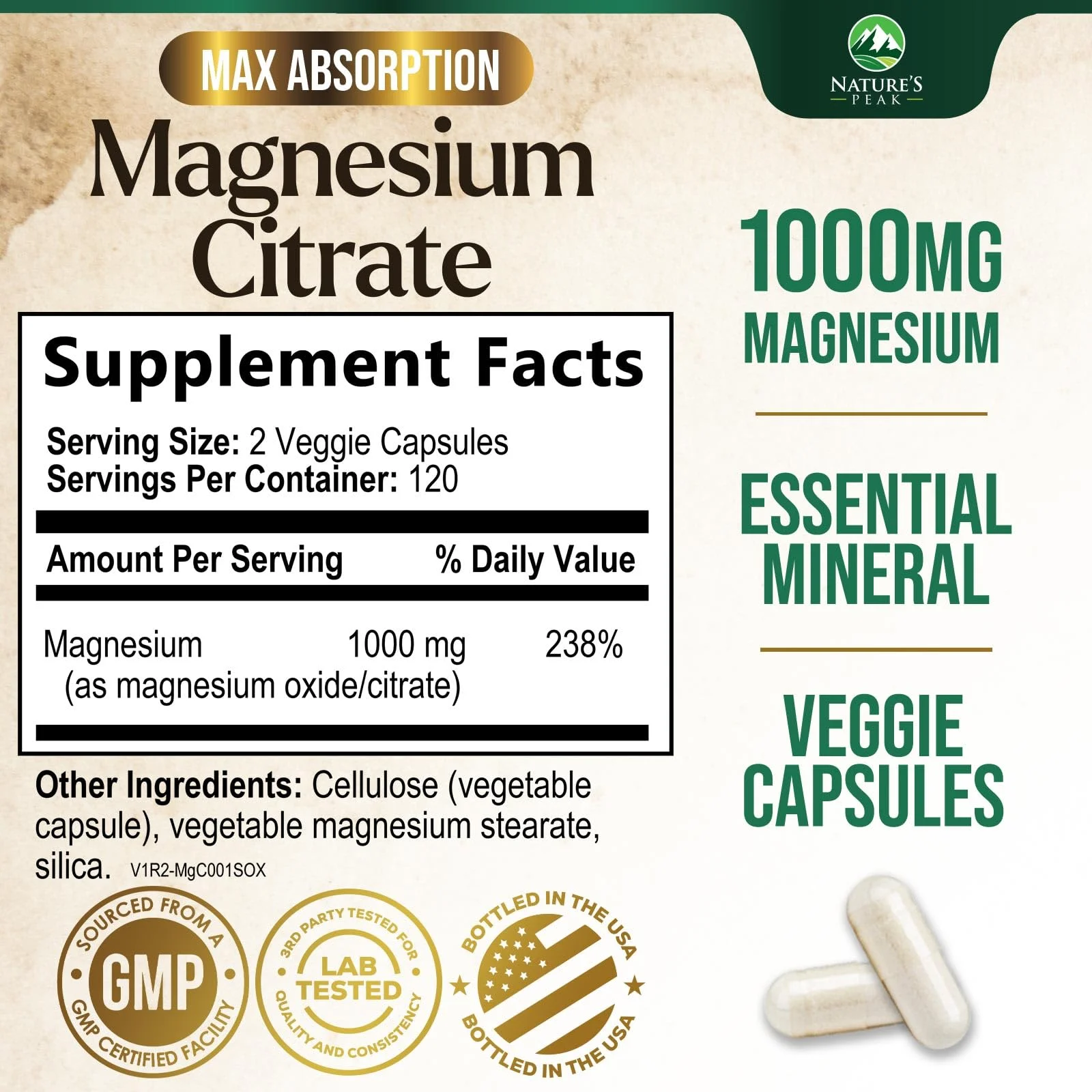 Citrato de Magnesio 1000 Mg - Suplemento de Magnesio - Pastillas Complejos de Magnesio Extra Fuertes - - 240 Cápsulas - Imagen 10