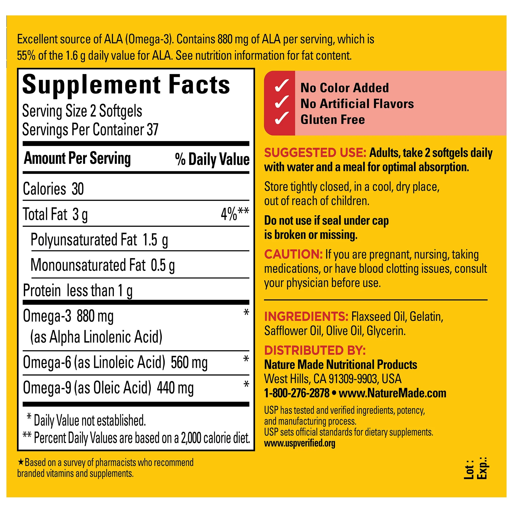 Cápsulas blandas Nature Made Triple Omega 369, suplemento dietético, 74 unidades - Imagen 2