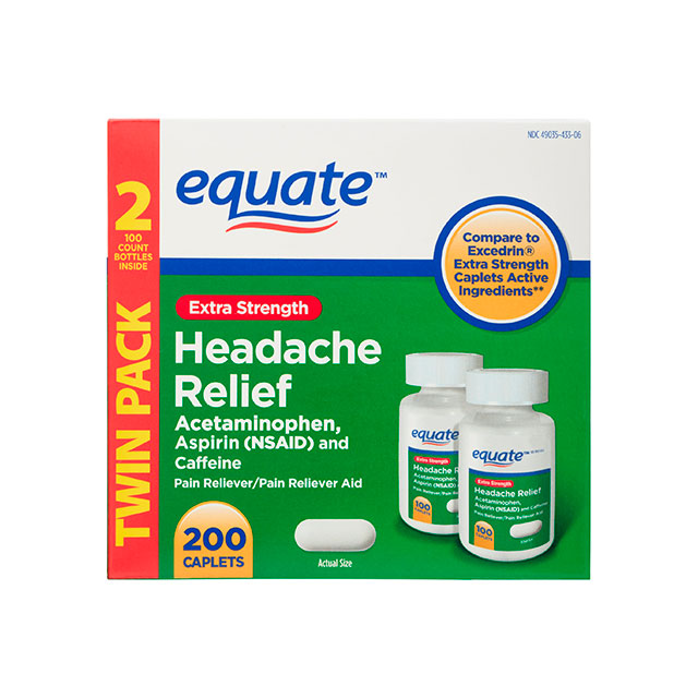 Equate Capletas de Alivio Extra Fuerte para el Dolor de Cabeza, 250 mg, 100 Unidades