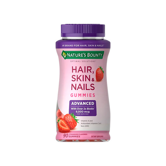 NATURE'S BOUNTY ADVANCED HAIR, SKIN AND NAILS STRAWBERRY GUMMIES, 6000 MCG BIOTIN 90 CT 11.1