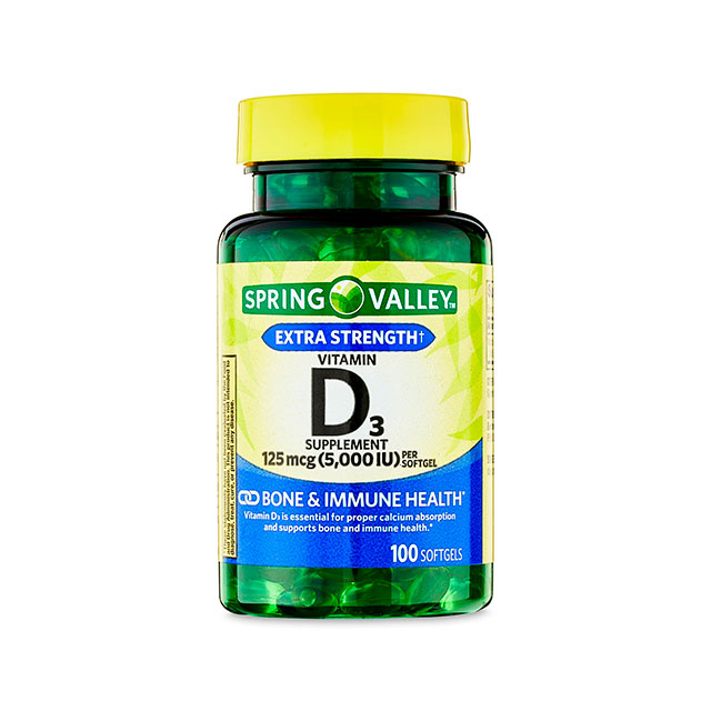 SPRING VALLEY VITAMIN D3 SOFTGELS 5000 IU 100 COUNT
