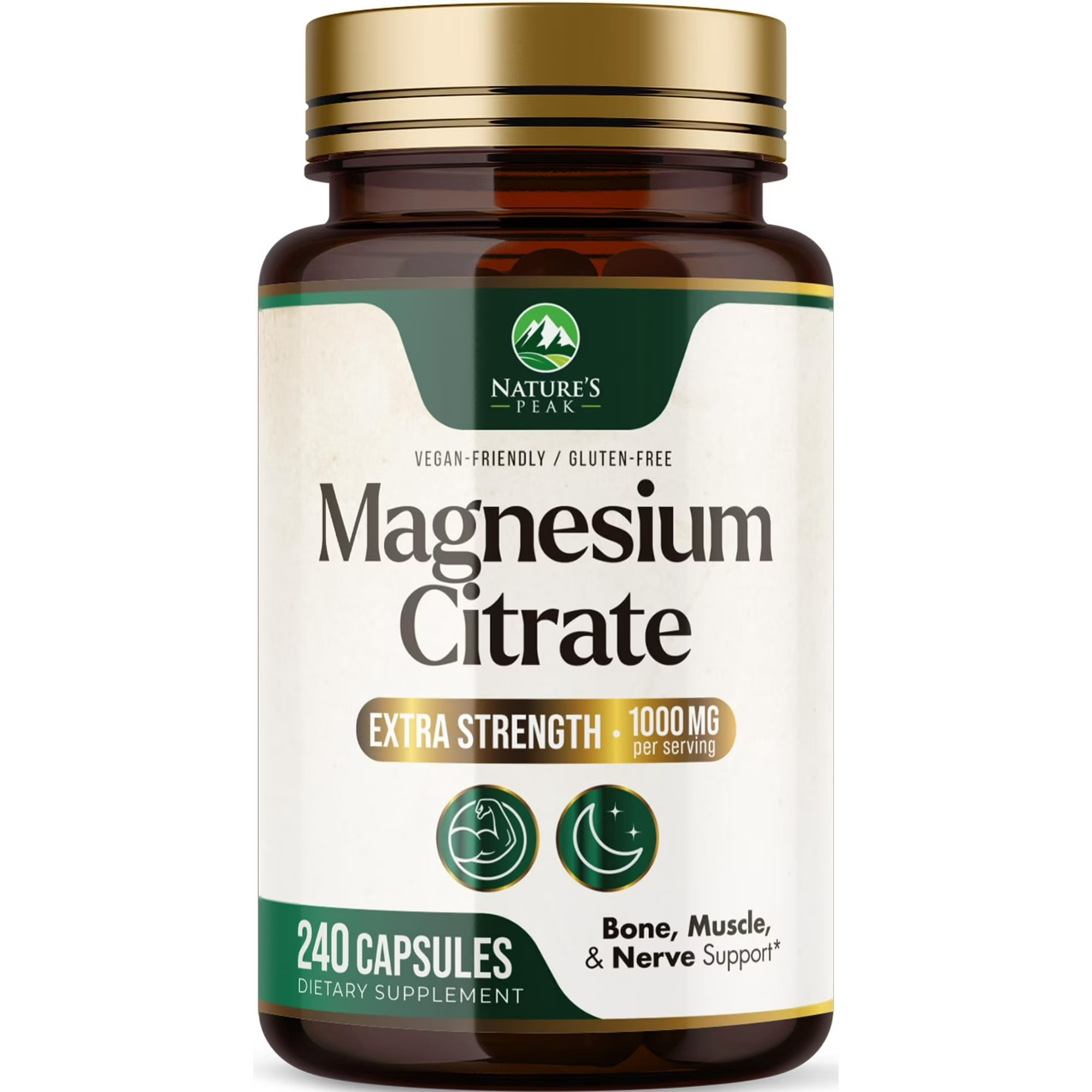 Citrato de Magnesio 1000 Mg - Suplemento de Magnesio - Pastillas Complejos de Magnesio Extra Fuertes - - 240 Cápsulas